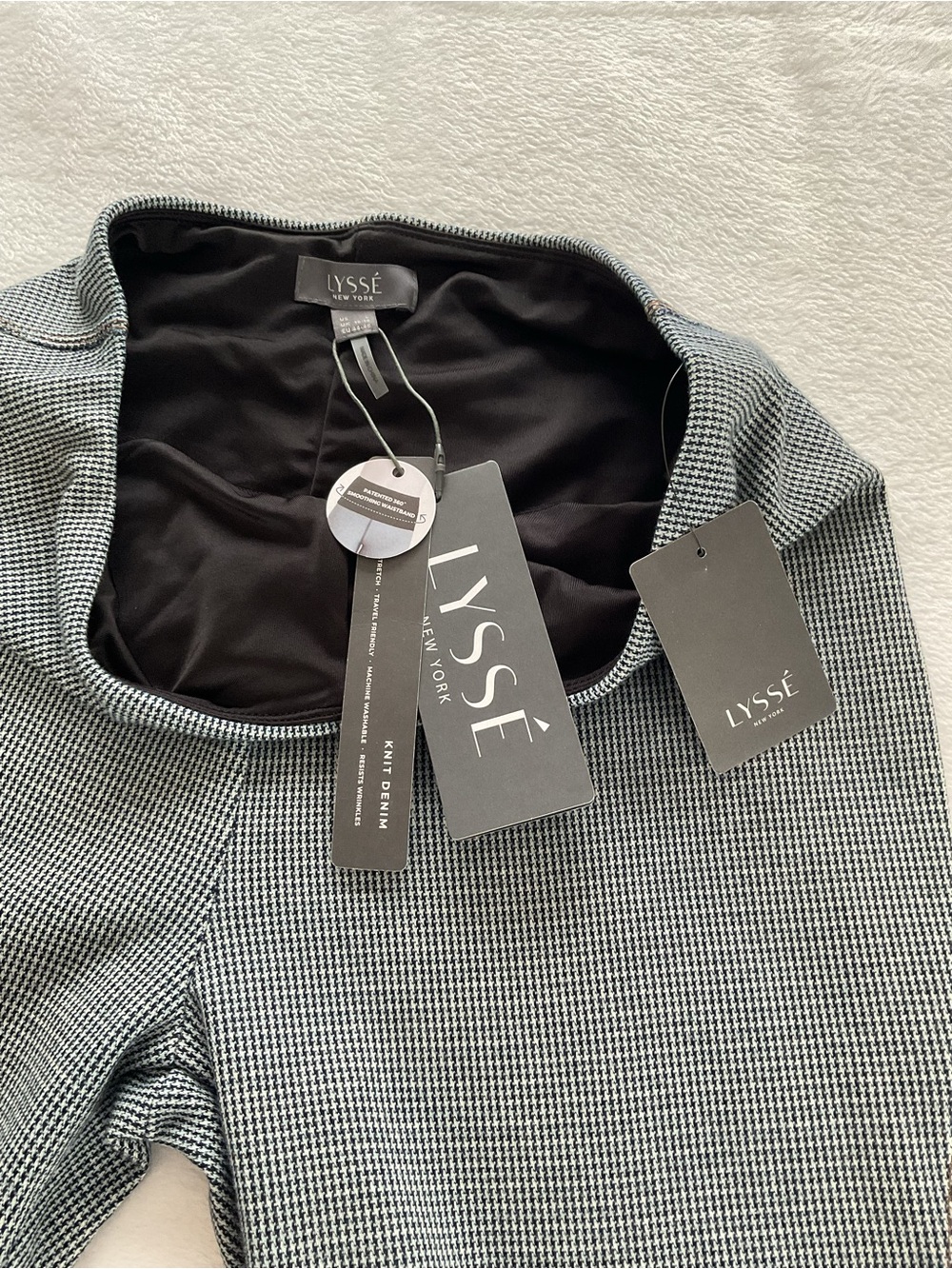 Lyssé New York Houndstooth Stretch Ankle Pants Blue Gray Size L NWT - Picture 6 of 12